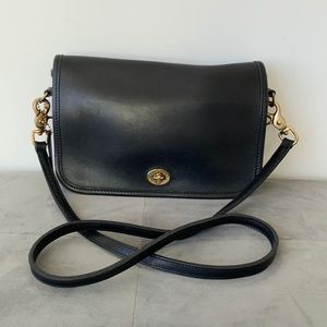 Vintage Coach small crossbody purse black leather style 9755 made in USA w C.O.A